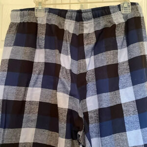 Men’s Croft & Barrow Sz L navy blue plaid sleep pajama bottoms pockets elastic